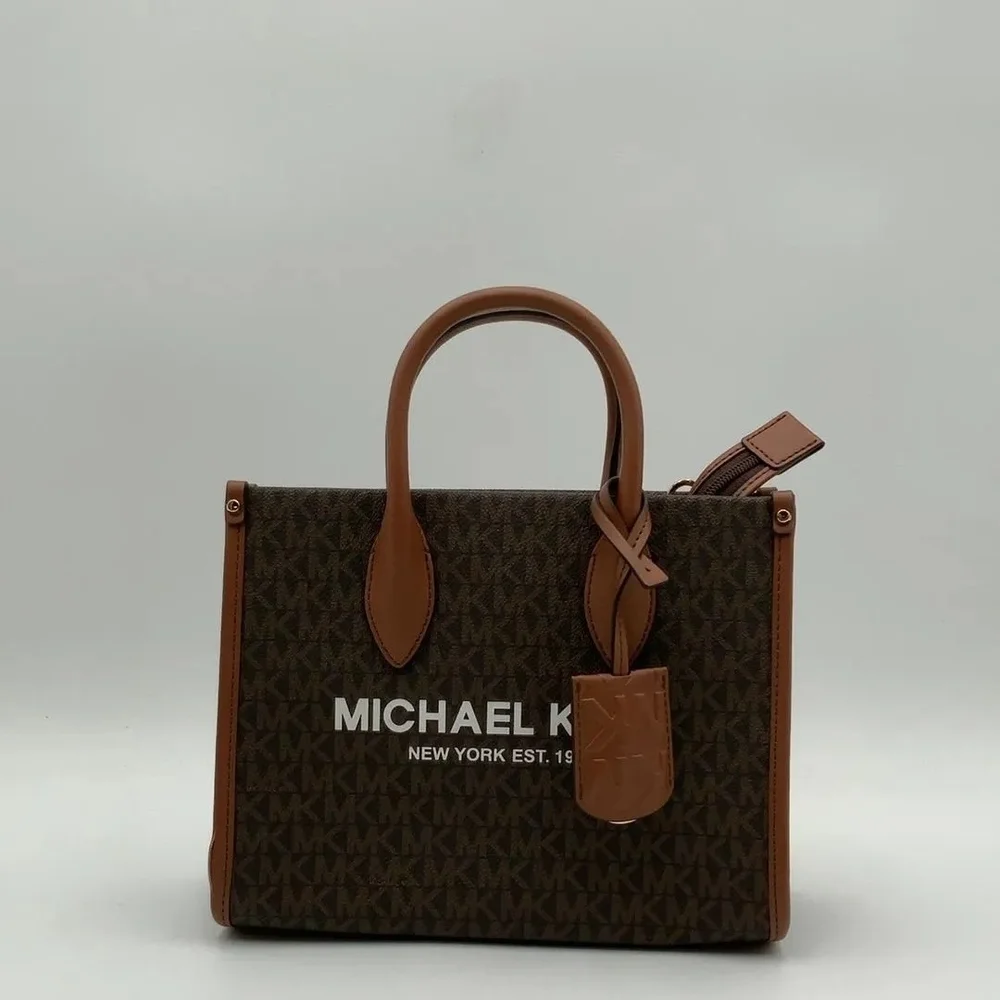 Michael Kors Mirella Sm Logo Brown Crossbody Bag New Ret $448 - Picture 5 of 11